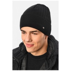 Мужская шапка на флисе черного цвета 193786L