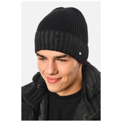 Шапка чоловіча на флісі чорного кольору 193790L