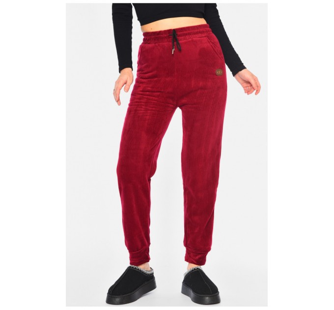 Спортивні штани жіночі на хутрі бордового кольору 193946L