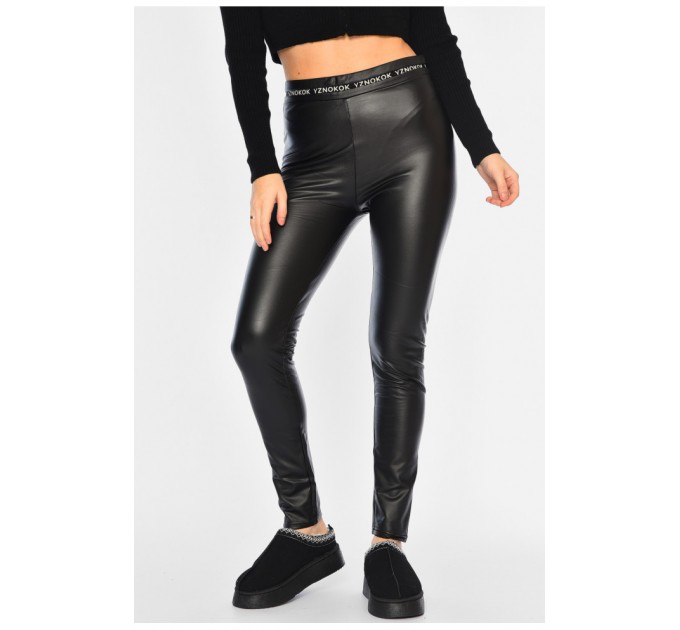 Лосини жіночі з еко-шкіри чорного кольору 193972L