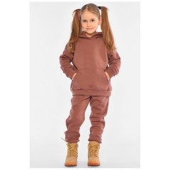 Спортивний костюм дитячий на флісі коричневого кольору 194225L