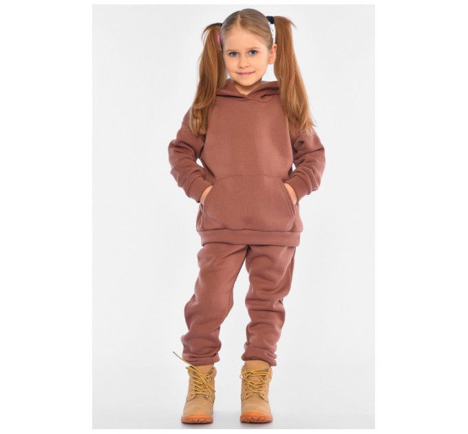 Спортивний костюм дитячий на флісі коричневого кольору 194225L