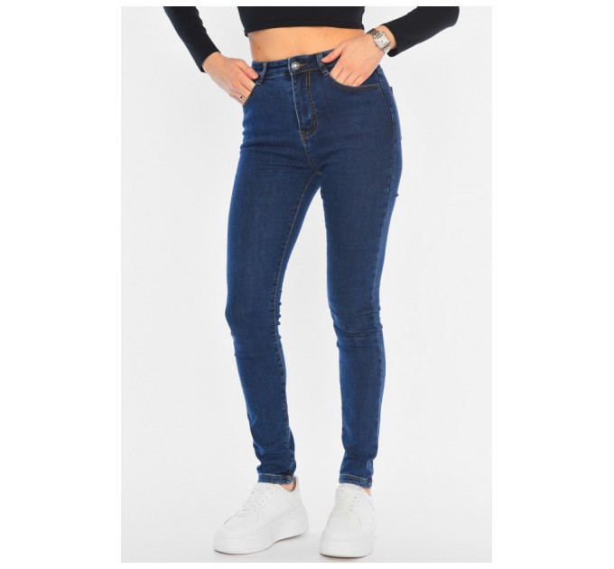 Джинси жіночі утеплені темно-синього кольору 194415L