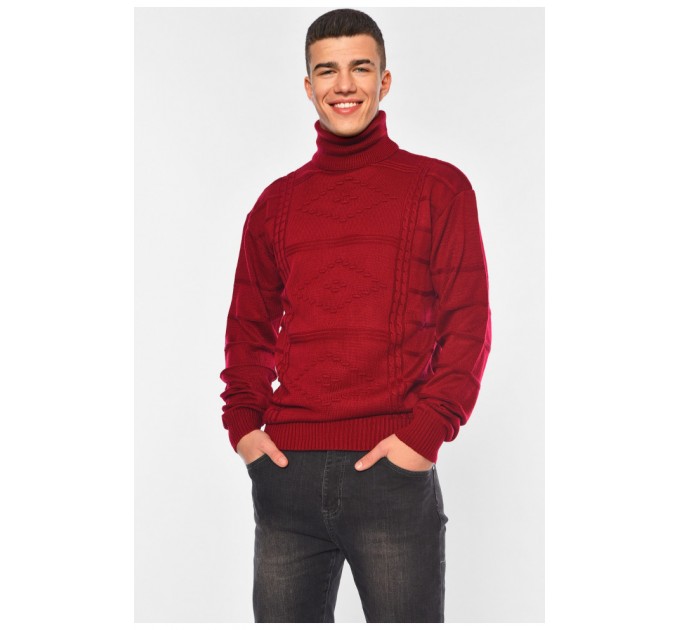 Светр чоловічий однотонний бордового кольору 194518L