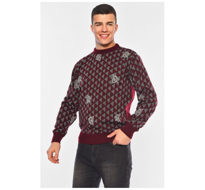 Светр чоловічий однотонний бордового кольору 194519L