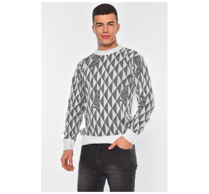 Светр чоловічий однотонний сірого кольору 194529L