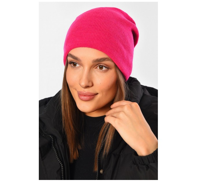 Шапка жіноча демісезонна малинового кольору 194592L