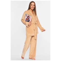 Костюм домашний женский велюровый бежевого цвета 194640L