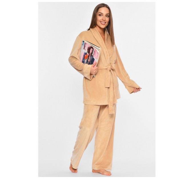 Костюм домашний женский велюровый бежевого цвета 194640L