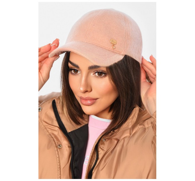 Кепка жіноча ангорова бежевого кольору 194735L