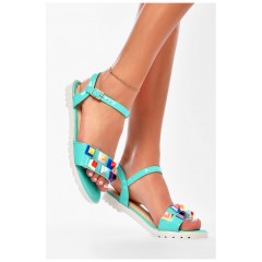 Босоніжки жіночі бірюзового кольору 194817L