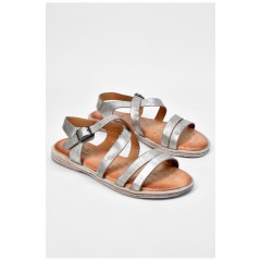 Босоніжки жіночі сріблястого кольору 194844L