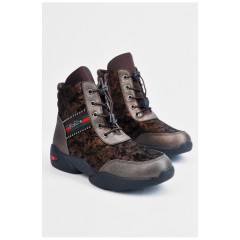 Ботинки детские демисезон коричневого цвета на шнуровке 194887L