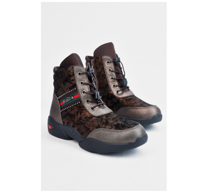 Ботинки детские демисезон коричневого цвета на шнуровке 194887L