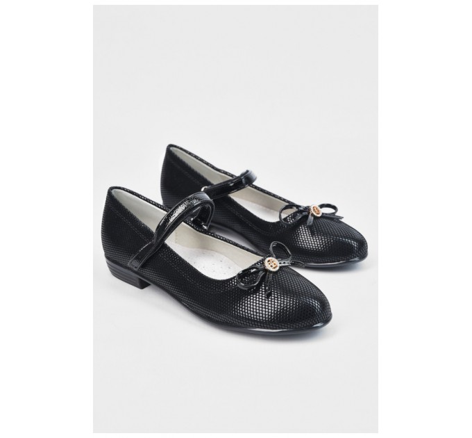 Туфлі для дівчинки чорного кольору на ліпучці 194958L