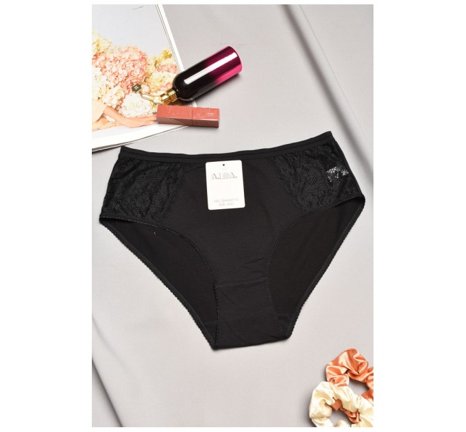 Труси жіночі напівбатальні чорного кольору 195556L