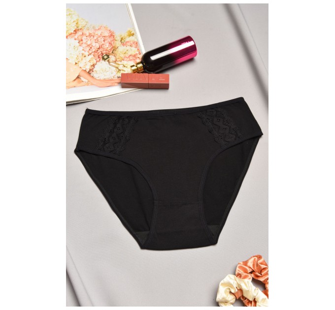 Труси жіночі напівбатальні чорного кольору 195584L