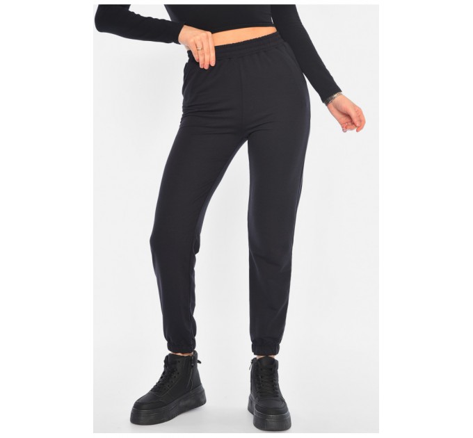 Спортивные брюки женские черного цвета 195646L