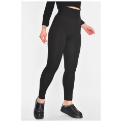 Лосини жіночі утеплені в рубчик чорного кольору 195709L Лосини жіночі утеплені в рубчик чорного кольору 195709L