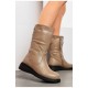 Чоботи жіночі зимові на блискавці темно-бежевого кольору 195812L