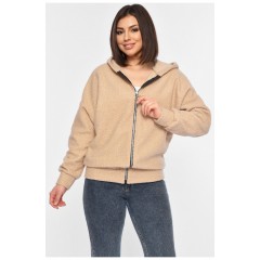Кофта тедди на молнии женская бежевого цвета 195870L