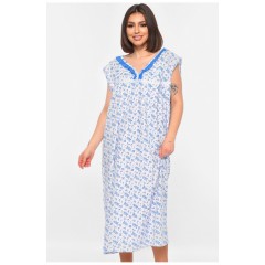 Нічна сорочка жіноча батальна білого кольору з принтом 195887L