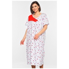 Нічна сорочка жіноча батальна білого кольору з принтом 195912L