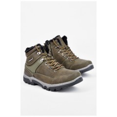 Ботинки мужские зимние на меху цвета хаки 196006L