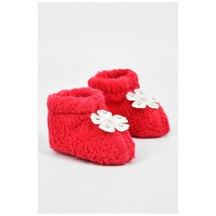 Пінетки дитячі для дівчинки махрові малинового кольору 196028L