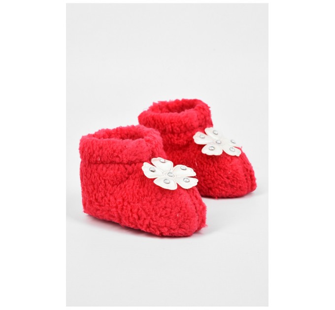 Пінетки дитячі для дівчинки махрові малинового кольору 196028L