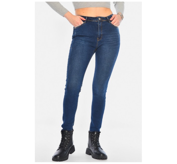 Джинси жіночі скінні темно-синього кольору 196244L