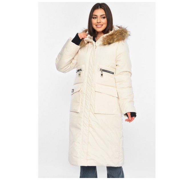 Куртка жіноча подовжена зима білого кольору 196298L
