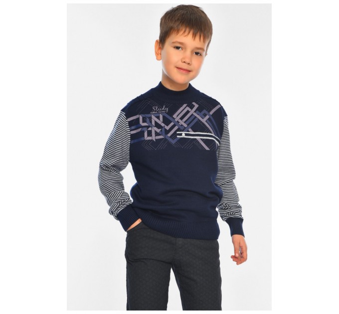 Свитер детский для мальчика темно-синего цвета 196359L