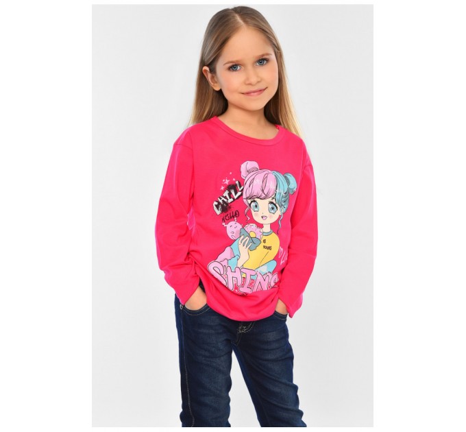 Лонгслів дитячий для дівчинки малинового кольору 196555L