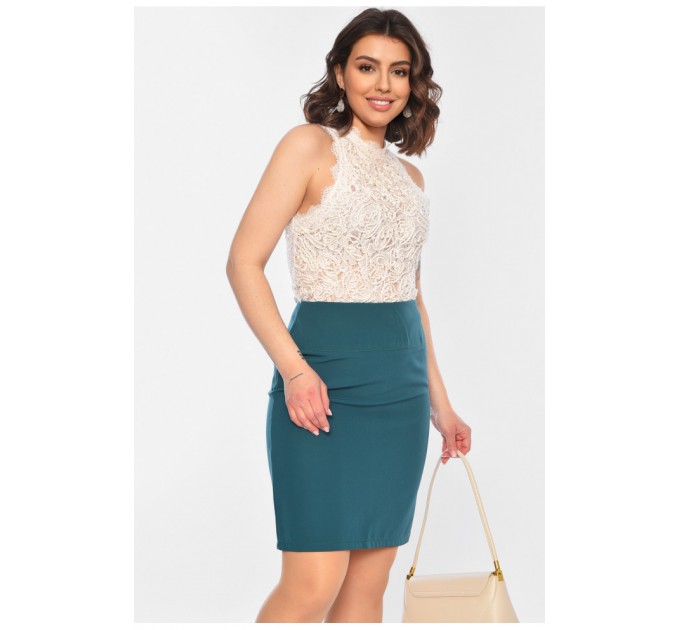 Спідниця жіноча однотонна зеленого кольору 197223L