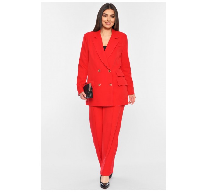Костюм жіночий брючний червоного кольору 197431L