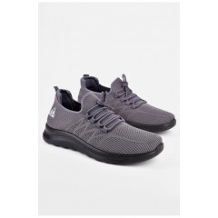 Кросівки чоловічі сірого кольору на шнурівці текстиль 198674L
