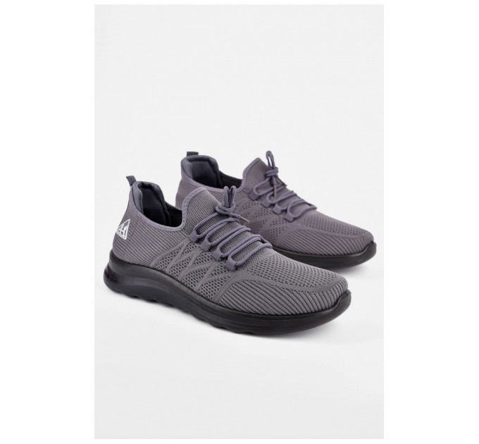 Кросівки чоловічі сірого кольору на шнурівці текстиль 198674L