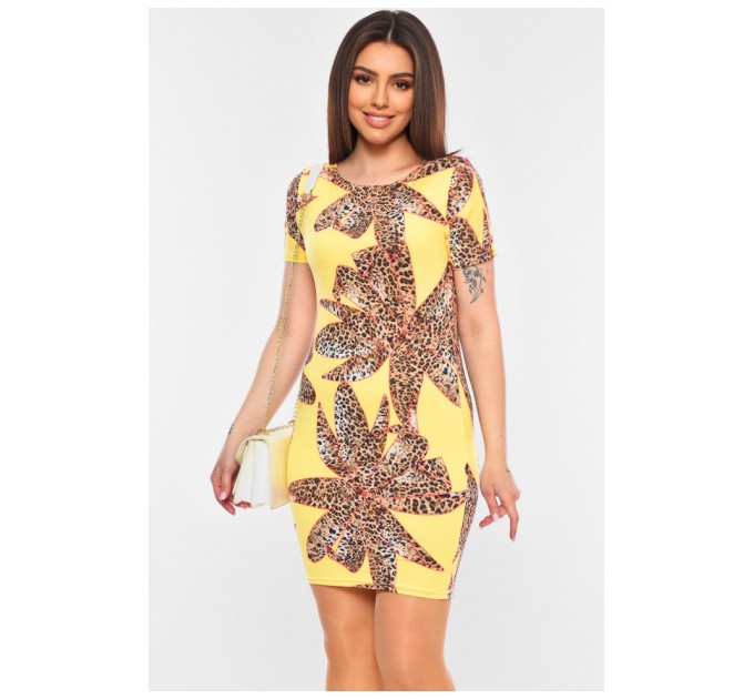 Платье женское желтого цвета с принтом 199227L