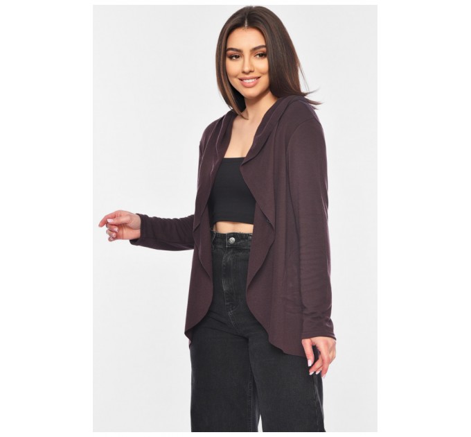Кардиган жіночий однотонний коричневого кольору 199335L