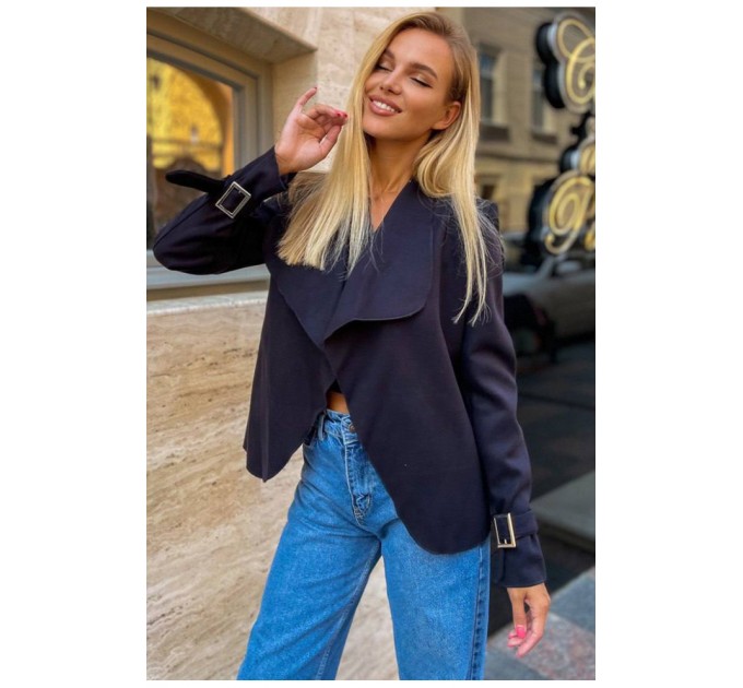 Женский кардиган однотонный темно-синего цвета 199778L