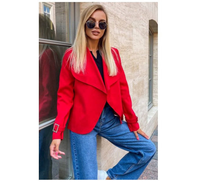 Женский кардиган однотонный красного цвета 199779L