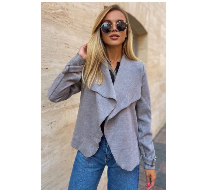 Женский кардиган однотонный серого цвета 199782L