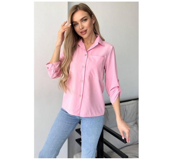 Женская рубашка однотонная розового цвета 199875L