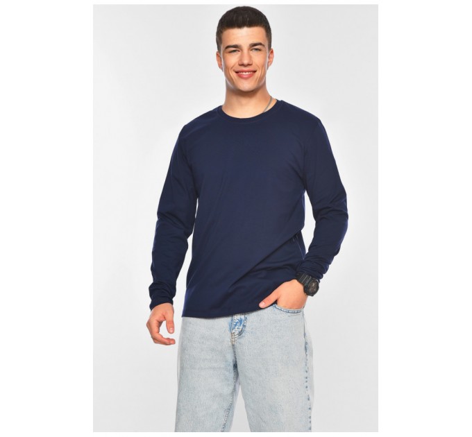 Кофта чоловіча напівботальна однотонна темно-синього кольору 200102L