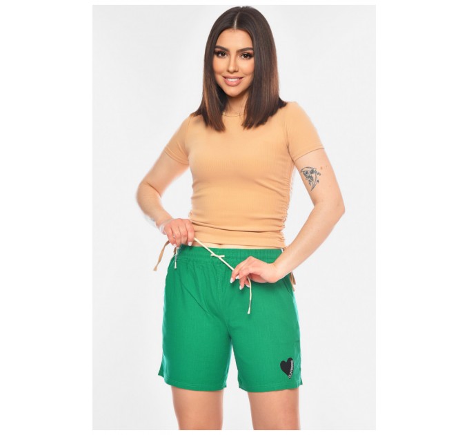 Шорти жіночі однотонні зеленого кольору 200946L