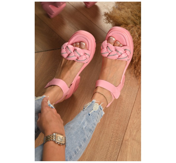Босоніжки жіночі рожевого кольору 201002L