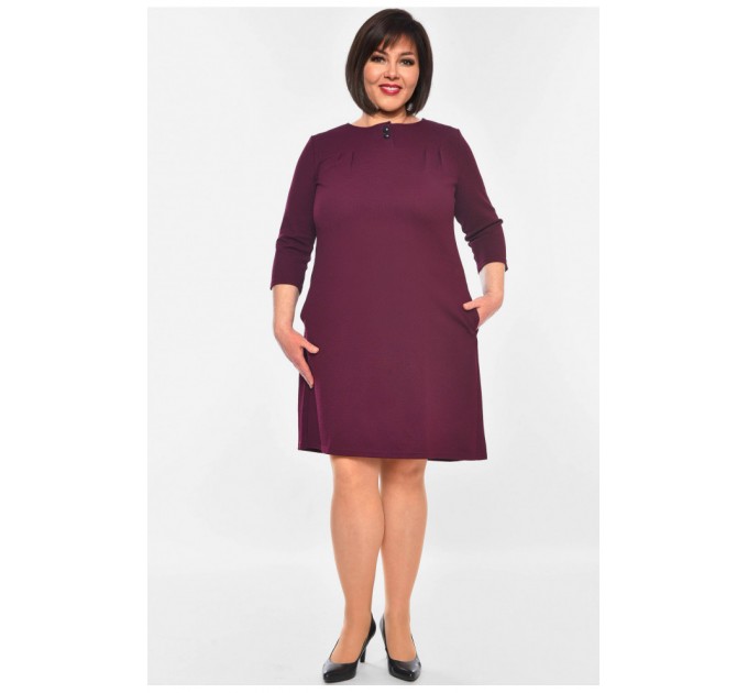 Платье женское батальное темно-фиолетового цвета 201108L