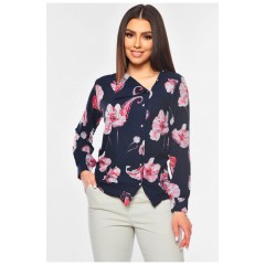 Женская блузка черного цвета с принтом 201176L Женская блузка черного цвета с принтом 201176L