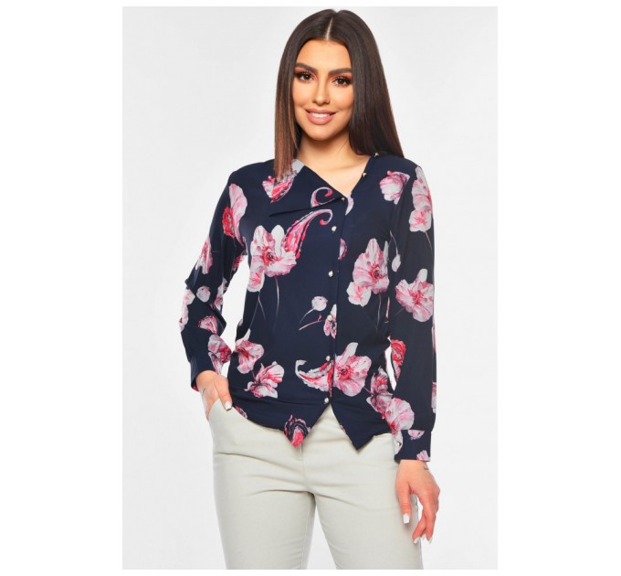 Блуза жіноча чорного кольору з принтом 201176L